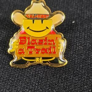 Walmart Smiley Face Cowboy Pin Blazin' a Trail Lapel Pin